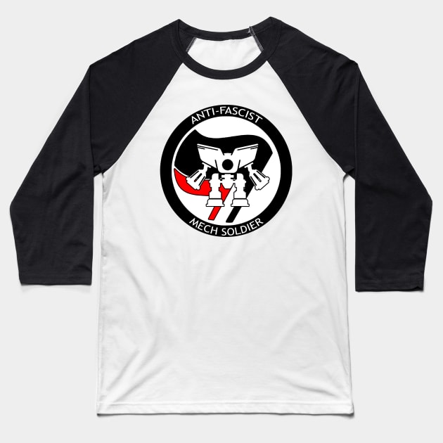 Antifa Mech Soldier Baseball T-Shirt by RomesInMKE